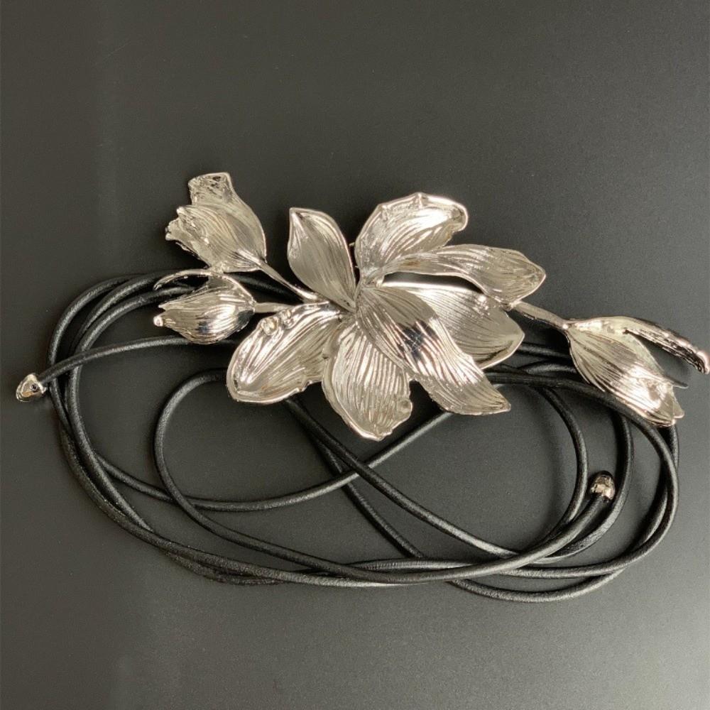Zinc Zinc Alloy Metal Flower Waist Chain Vintage Exaggerated Belt Long Golden Tulip Belt  Gift