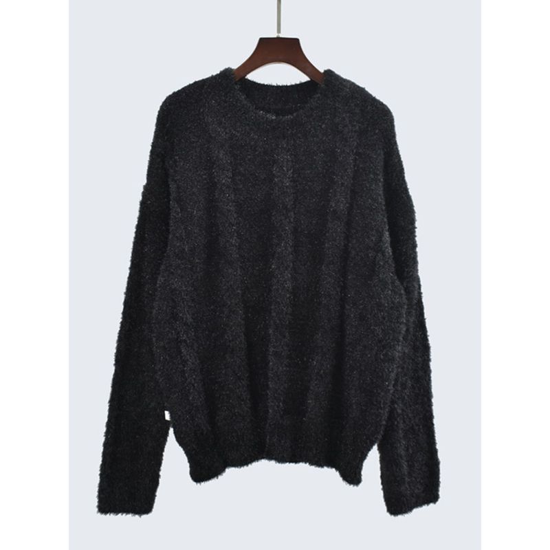 Autumn and Winter Round Neck Loose Idle Style Temperament Slimming Long Sleeve Pullover Thick Soft Glutinous Knitted Bottoming Shirt Women