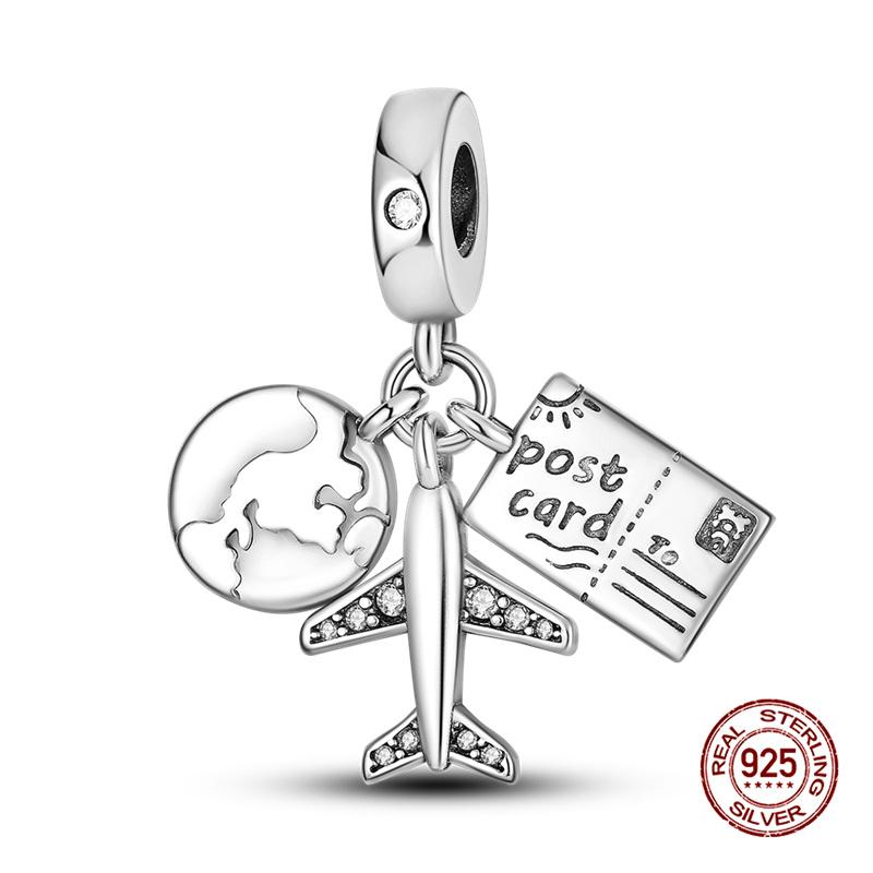 

Подходит для оригинального браслета 3 мм, женские, медь, цирконий, три в одном, подвески для путешествий, багажа, бусины, DIY украшения, подарок