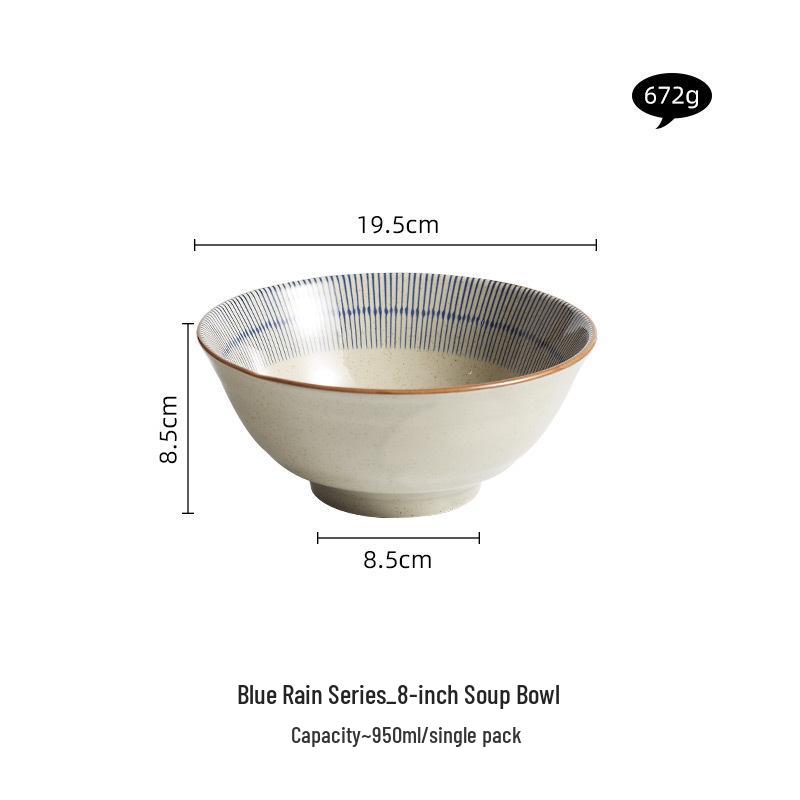 Japanese Retro Ceramic Fish Rice Bowl & Plate Set