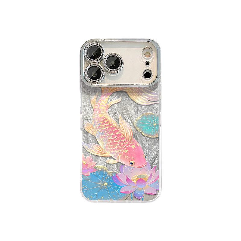 Color koi is suitable for Apple 17 series mobile phone case iphone15pm advanced sense 16 all-inclusive lens film 14 women