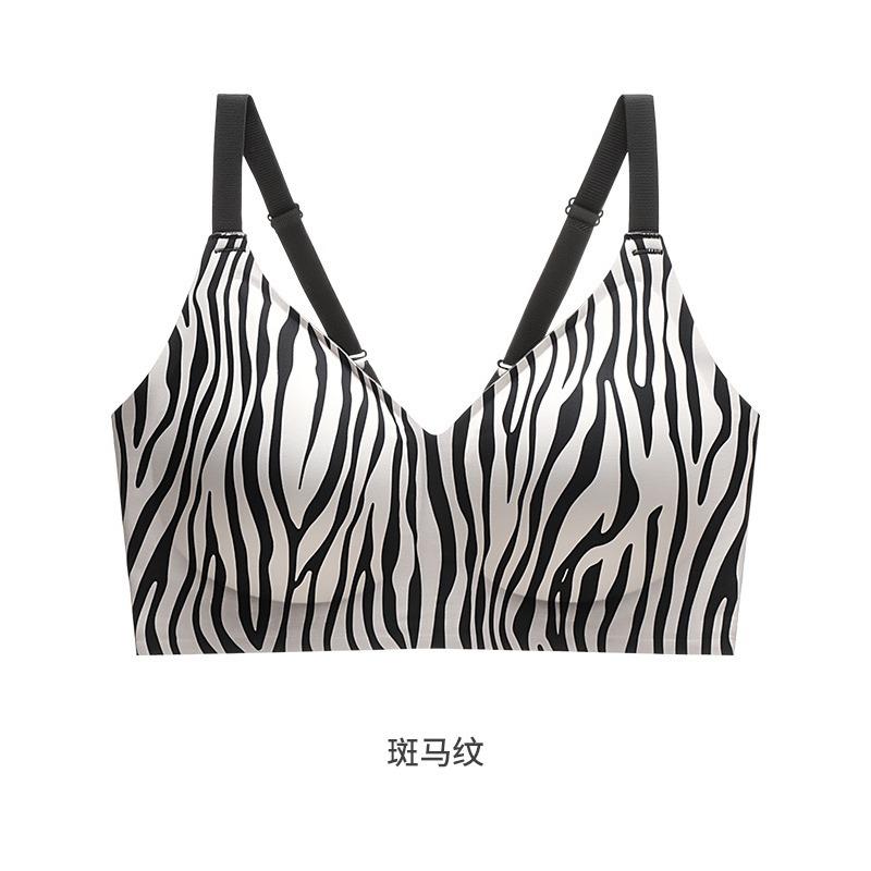 Women S Plus Size Wireless Push Up Backless Leopard Print Bra