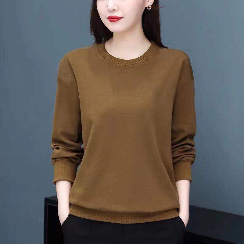 O-neck Loose Solid Color Long Sleeved Comfortable Trend All-match Tops Fashion New Casual T-shirts Simple Women's Clothing 2022