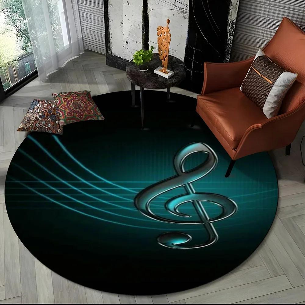 3D Musical Note Piano Art Round Carpet Rug for Living Room Bedroom Child Playroom Chair Decor,Pet Area Rug Non-slip Floor Mat