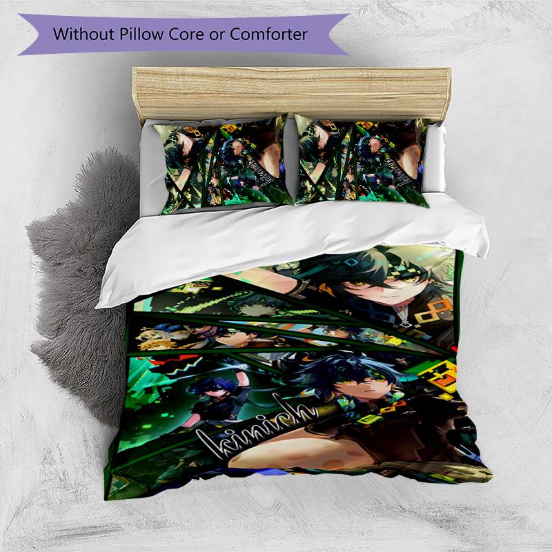 Kinich 3pcs Bedding Set Duvet Cover Closure Includes 1 Duvet Cover & 2 Pillowcases for All Seasons Bedroom Home Dorm Decor