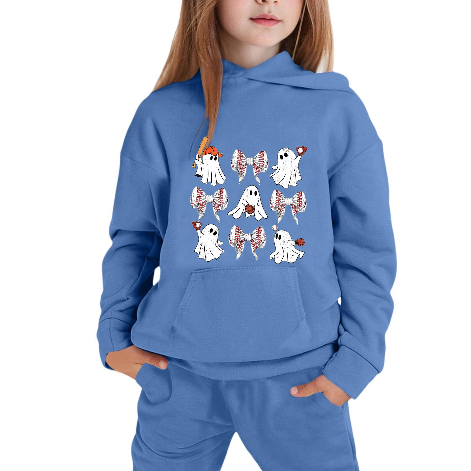 Kids Hooded Sweatshirt with Halloween Print Pullover Top 160