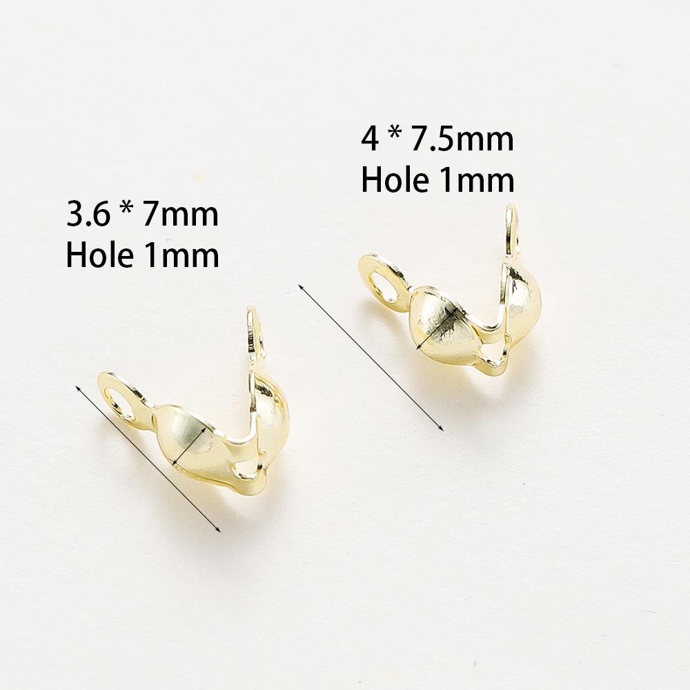 14K 18K Echtgold Plated Doppel Loch Endverschluss Perlen Offene Abdeckung Quetschperlen Für DIY Schmuckherstellung Halsketten Komponente