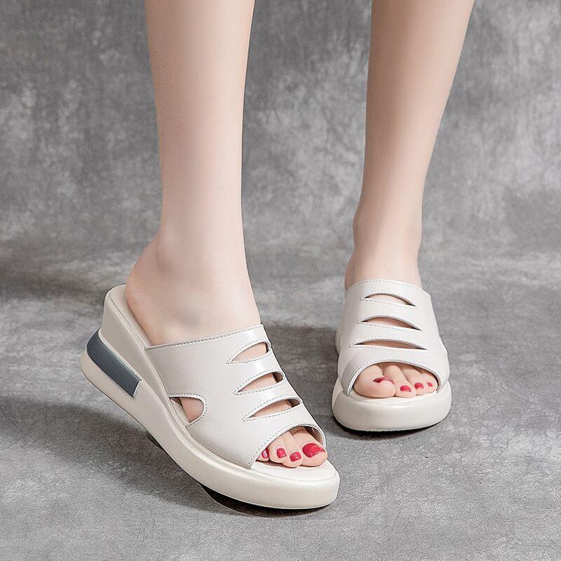 Sexy Open Toe Black Platform Shoes For Women Summer Outdoor Slippers Fashion Hollow Out Wedge Sandals Ladies Elegant Party Shoes