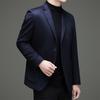 90% Wool 10% Cashmere High-end Business Casual Men's Wool Suit Autumn and Winter Blue Plaid Coat
