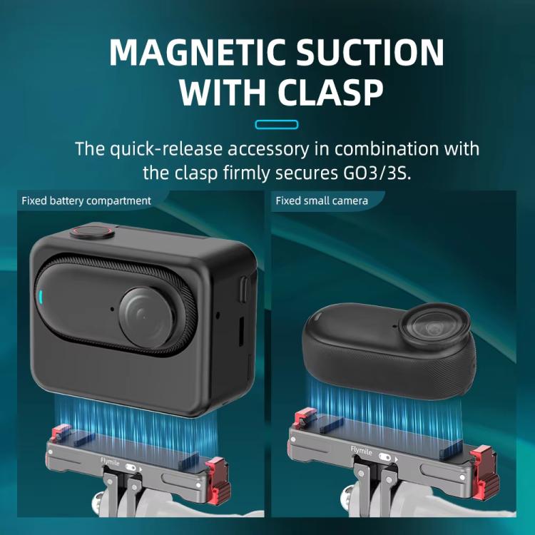 For Insta360 GO 3 / 3S Flymile Magnetic Metal Quick Release Base Sports Camera Adapter Bracket