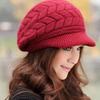 Autumn Winter Womens Fashion Arrow Knitting Wool Beret Double Layer Ski Hat Caps