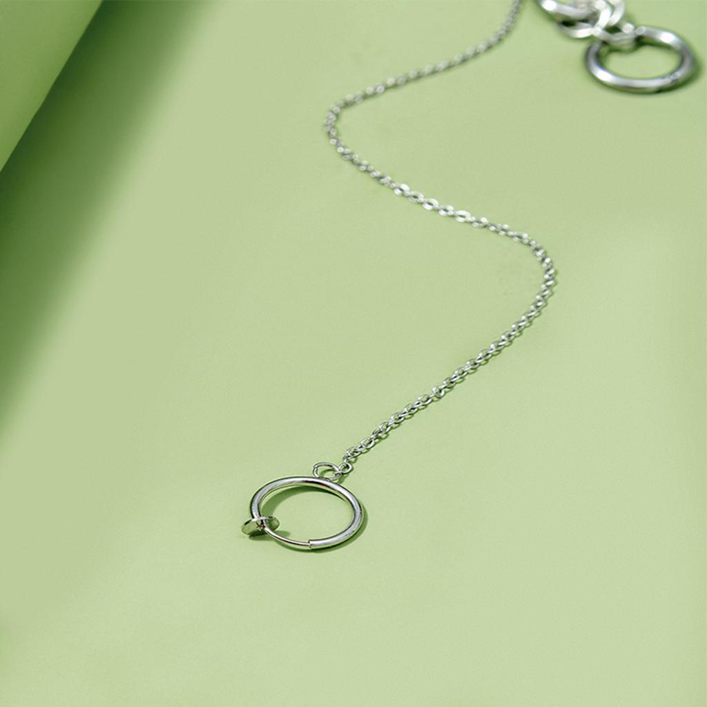 Fake Lip Ring with Long Chain Lip Clip Fake Piercing Gothic Ear Pierc Jewelry