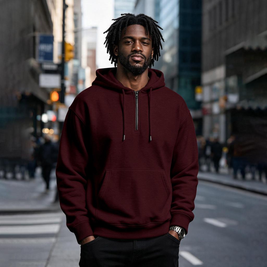 Casual Heren Hoodie met Kwart-Ritssluiting met