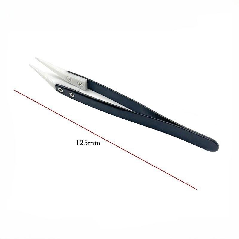 3pcs Ceramic Reverse Tweezers Non Conductive Anti-Static Heat Resistant Tweezers Little Curved/Big Curved/Straight Tweezer