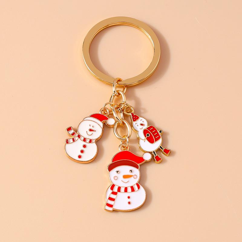 New Enamel Christmas Keychain Snowman Santa Claus Key Rings for Car Key Holder Women Girl's Handbag Pendants Jewelry Gifts