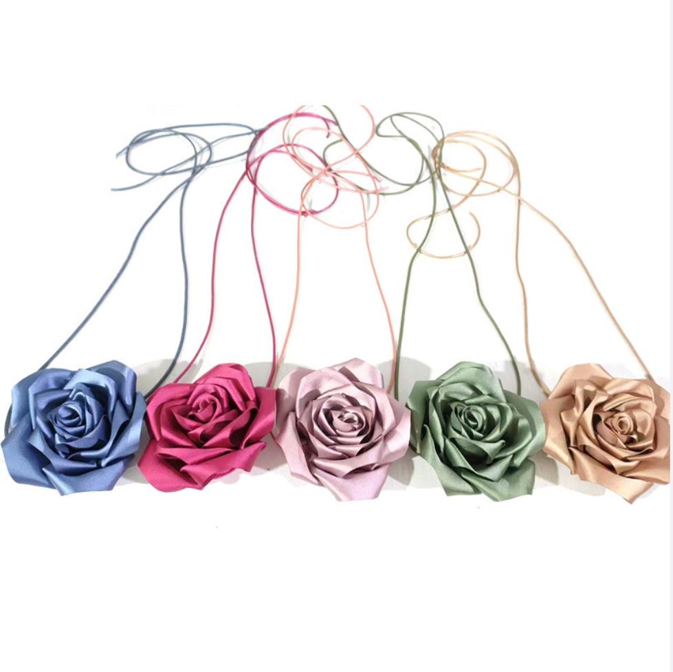 Flower Choker Necklace for Women,Big Rose Flower Chokers, Floral Choker Necklace for Party Bride Wedding Party Summer Necklaces…