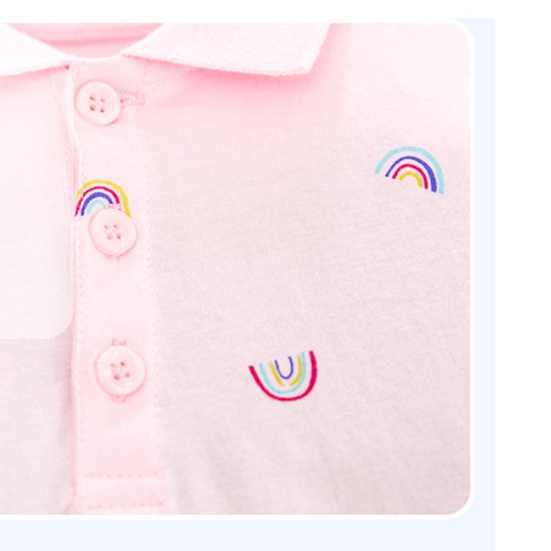 New Summer Style Cotton Princess Pink Dress for Girls Short Sleeve Children's 100% Cotton Dresses Kindergarten Uniforms
