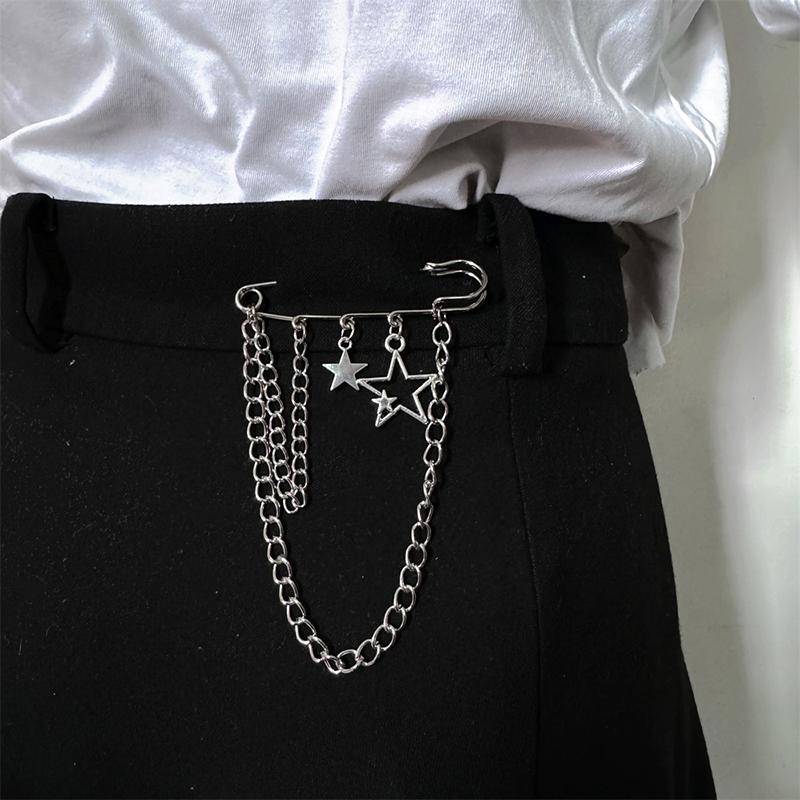 Fashion Creative Heart Angel Wings Chain Brooch For Women Men Suit Decoration Tassel Chain Pin Clothing Accessories Gifts