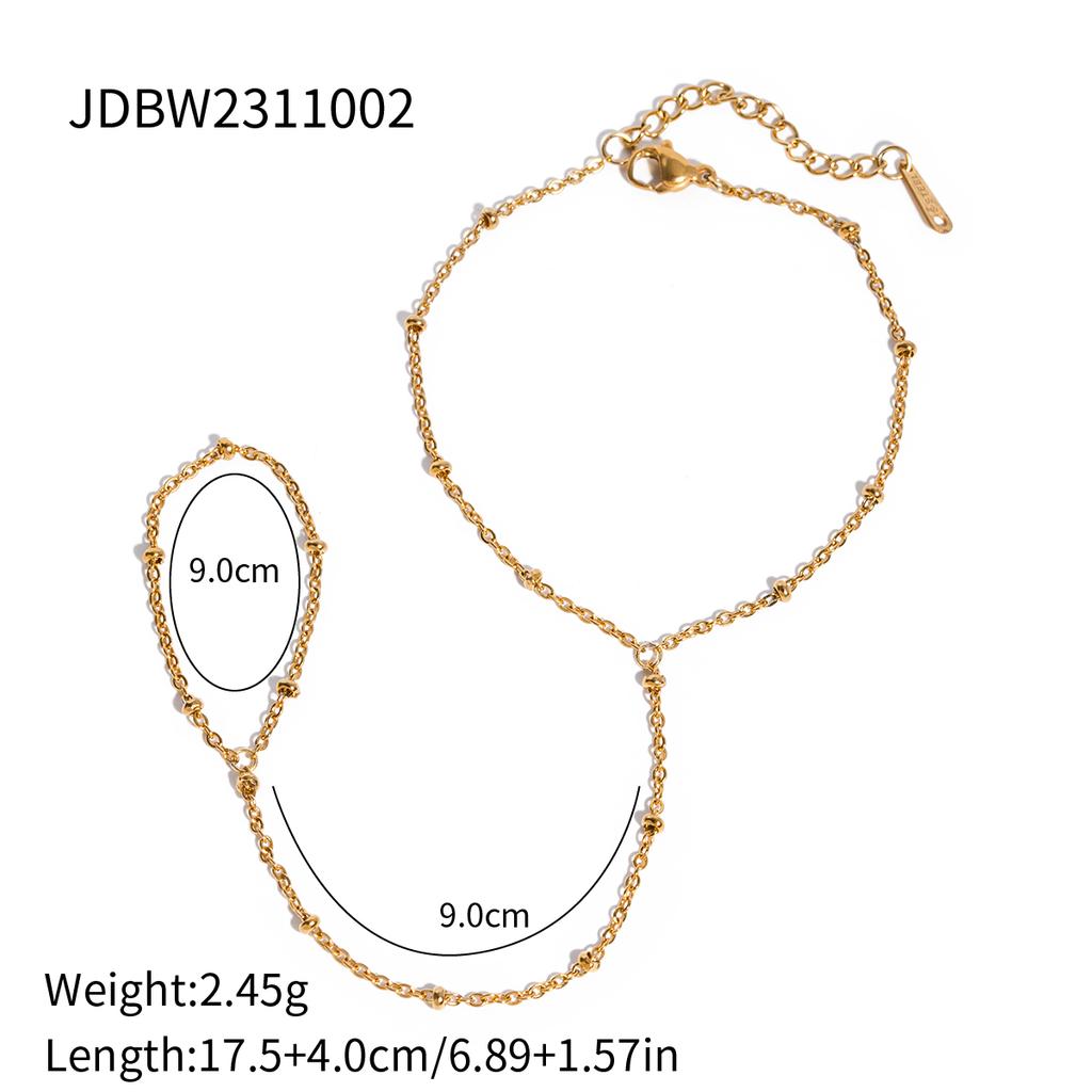 Zora Women's Vacation Style Colorful Natural Stone Crystal Finger Bracelet Gold Plated Stainless Steel Fine Jewelry
