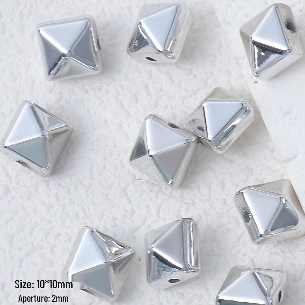 Silver-Plated Y2K Acrylic 3D Spacer Beads for DIY Jewelry Bracelets