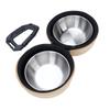 Foldable Dog Double Bowls Portable Stainless Steel Travel Pet Food Water Bowl with EVA Bag and Clip