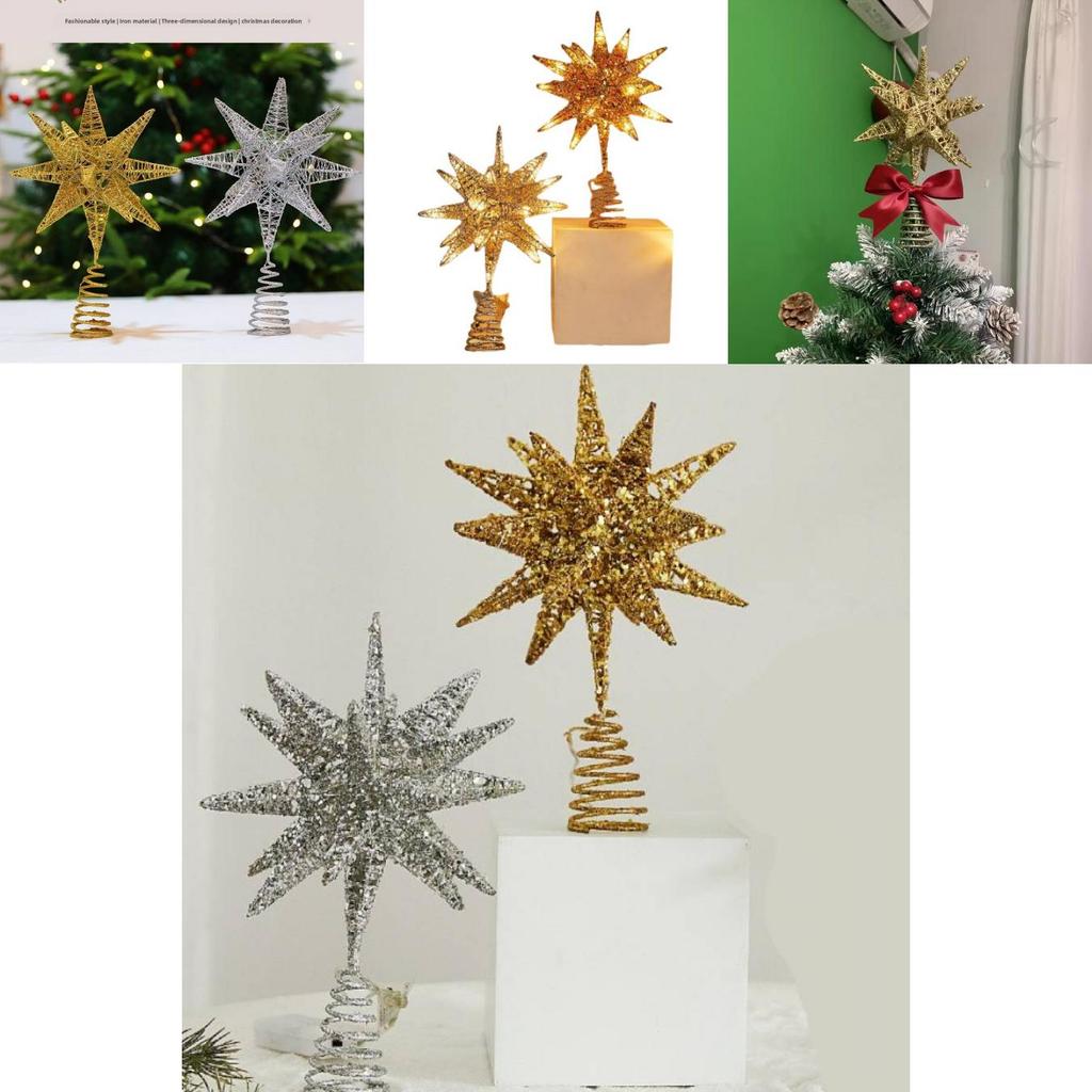 Star Tree Topper With Led Sparkles And Iron Construction For Christmas Festivities