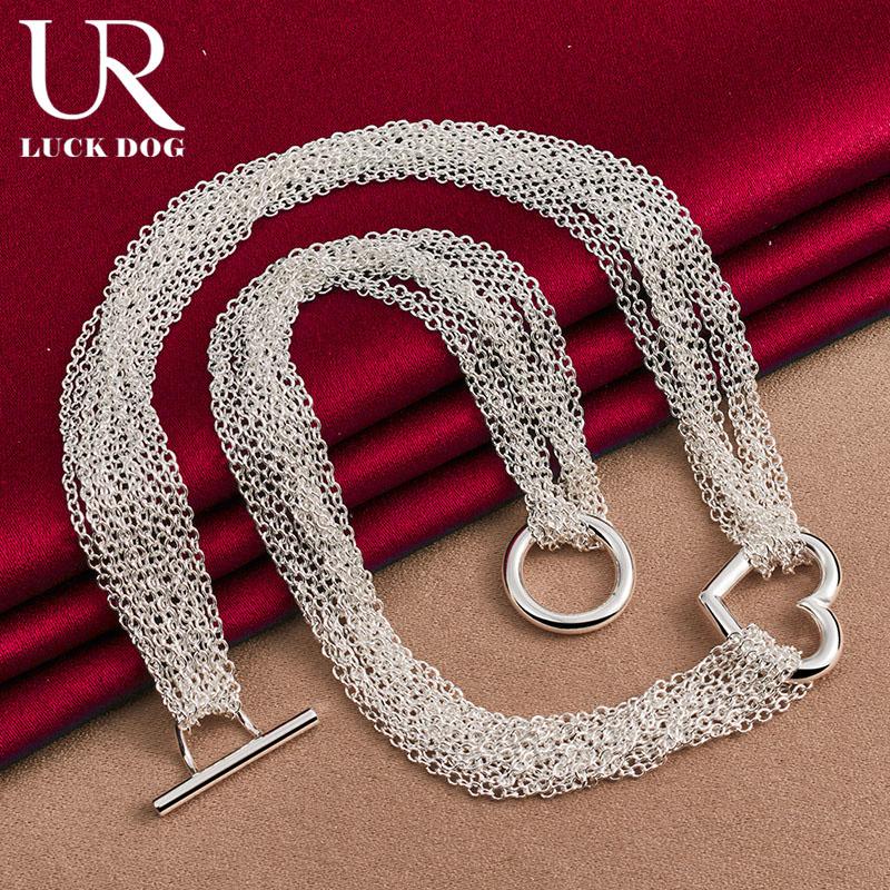 925 Sterling Silver Women's Multi Line Heart-shaped Fashion Wedding Jewelry