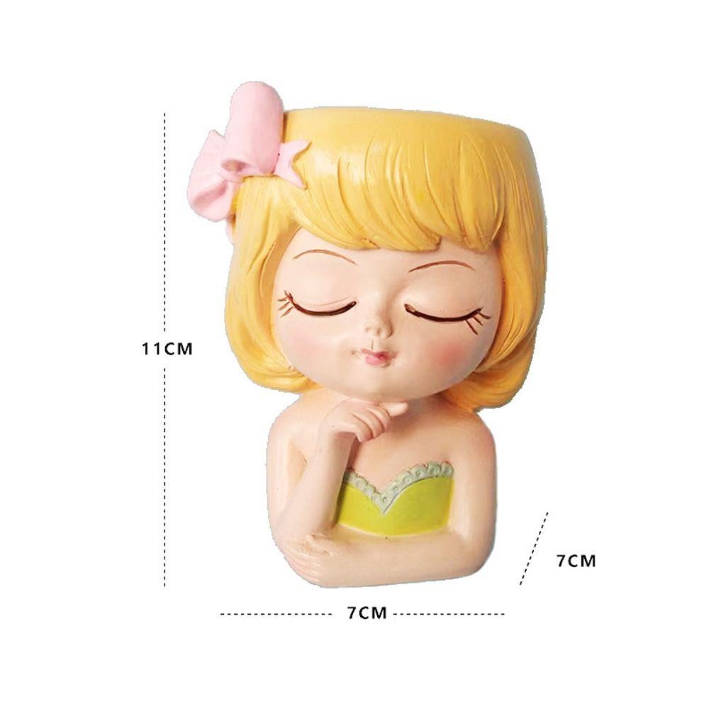 Resin Fairy Flowerpot Girl Statue Succulent Planter Pot Face Planters Pots  Office