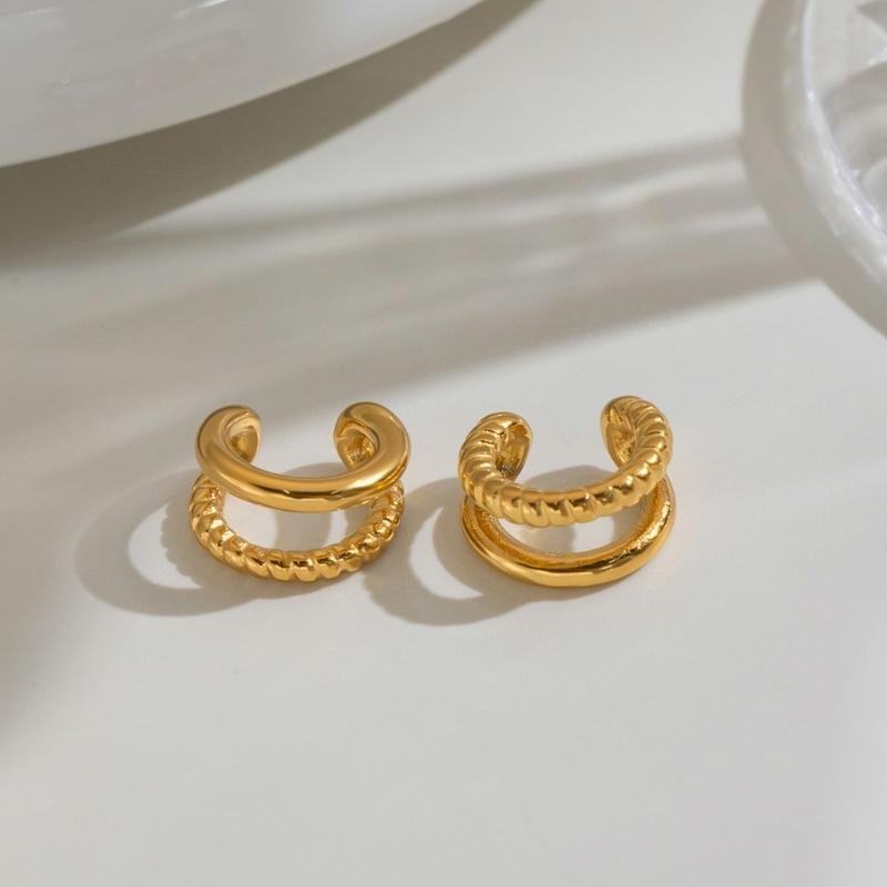 Minimalist Clip-On Ear Cuff Earrings Pair, No Piercing Outer Ear Accessory for Everyday Styling, Dates and Travel