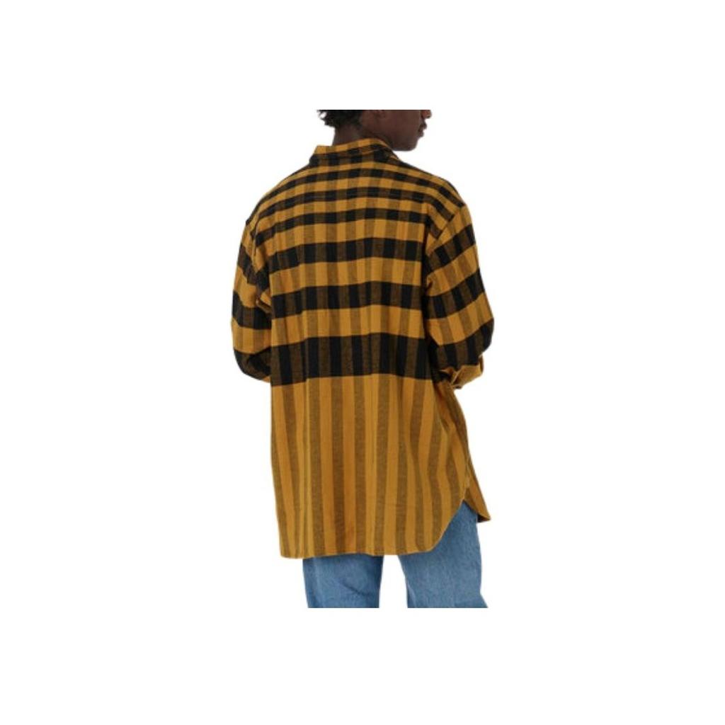 Levis Color Block Plaid Button-Down Long Sleeve Shirt Men Shirts Black Yellow A2188-0003