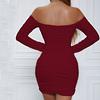 Rochie elegantă de primăvară/toamnă pentru femei, cu un singur umăr, mânecă lungă, mulată pe corp, sexy, stil european/asiatic, wrap