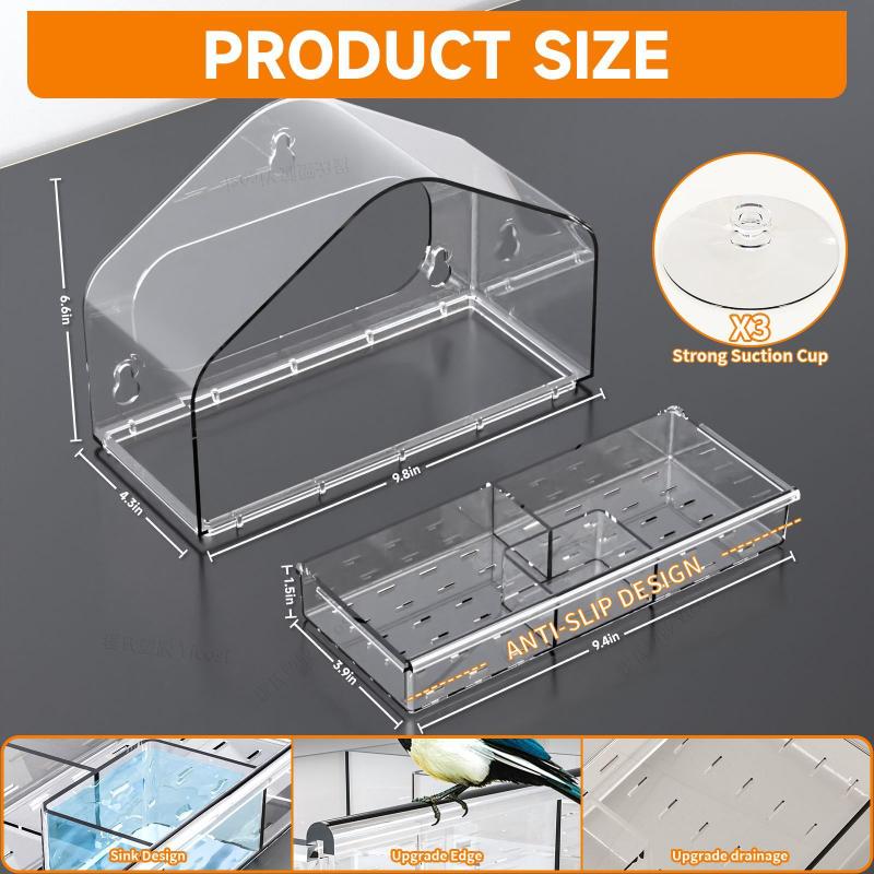

Acrylic Outdoor Bird Cage Parrot Cage Suction Cup Bird Feeder Window Suspend Pet Supplies Wall Mounted Small Bird Feeders