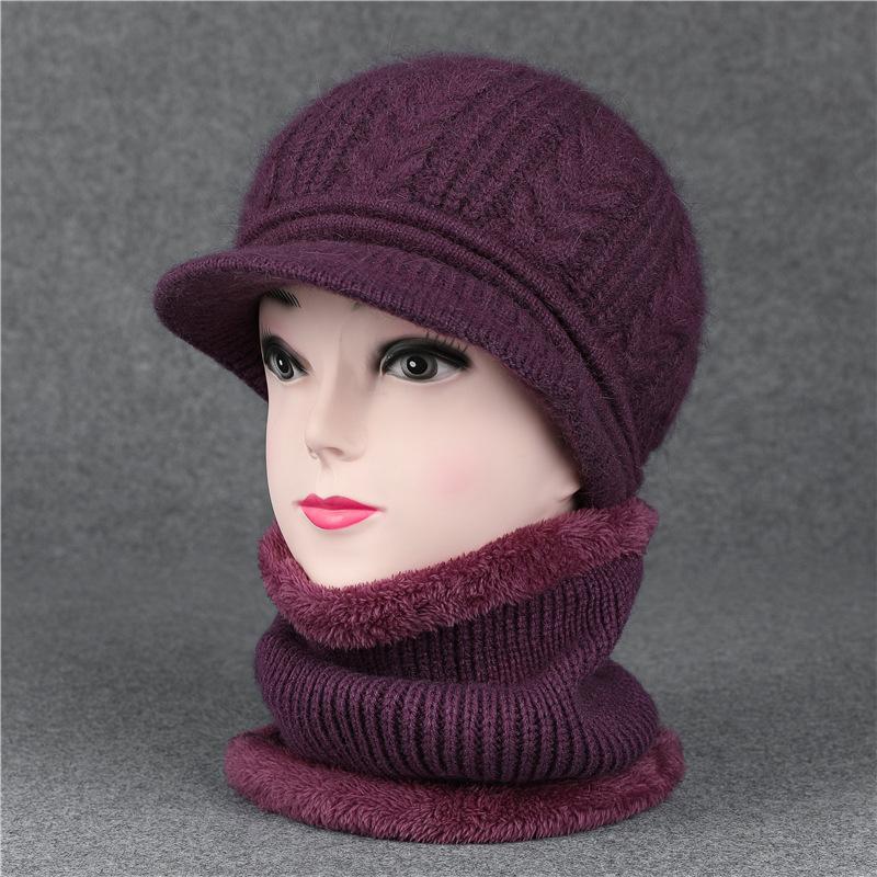 Duck Tongue Old Man Hat Female Grandma Autumn Winter Rabbit Wool Hat Knitted Thermal Basin Hat Middle-Aged And Elderly Mother Velvet