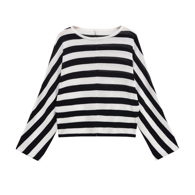 Araltay New Arrival Fashion Style Women's Clothing Fashion All-Match Casual Minimalist Batwing Sleeve Stripes Tops 1165260