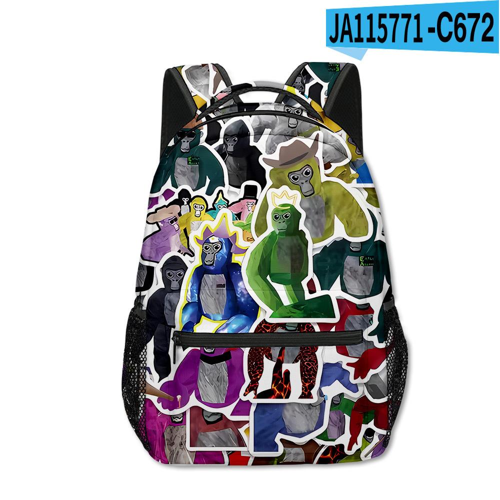 Trendy Novelty Kpop Youthful School Bags Unisex Gorilla Tag Travel Bags 3D Print Oxford Waterproof Notebook Shoulder Backpacks