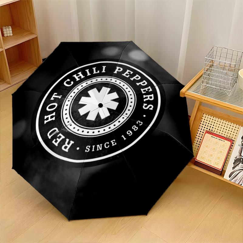 Red Hot Chili Peppers Print 8?Ribs Automatic Umbrella Wind Resistant Lightweight Folding Umbrella For Outdoor Travel
