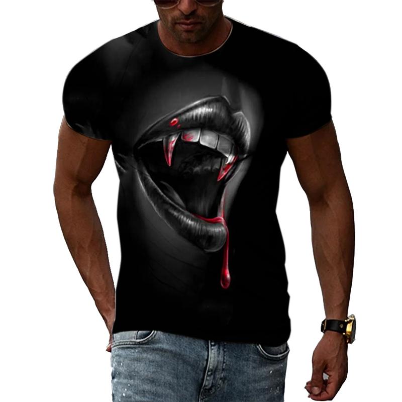 Fashion Creative Retro Graffiti Art Men T-shirts Summer Personality Sad Graphic T Shirts 3D Harajuku Print Short Sleeve Tees Top