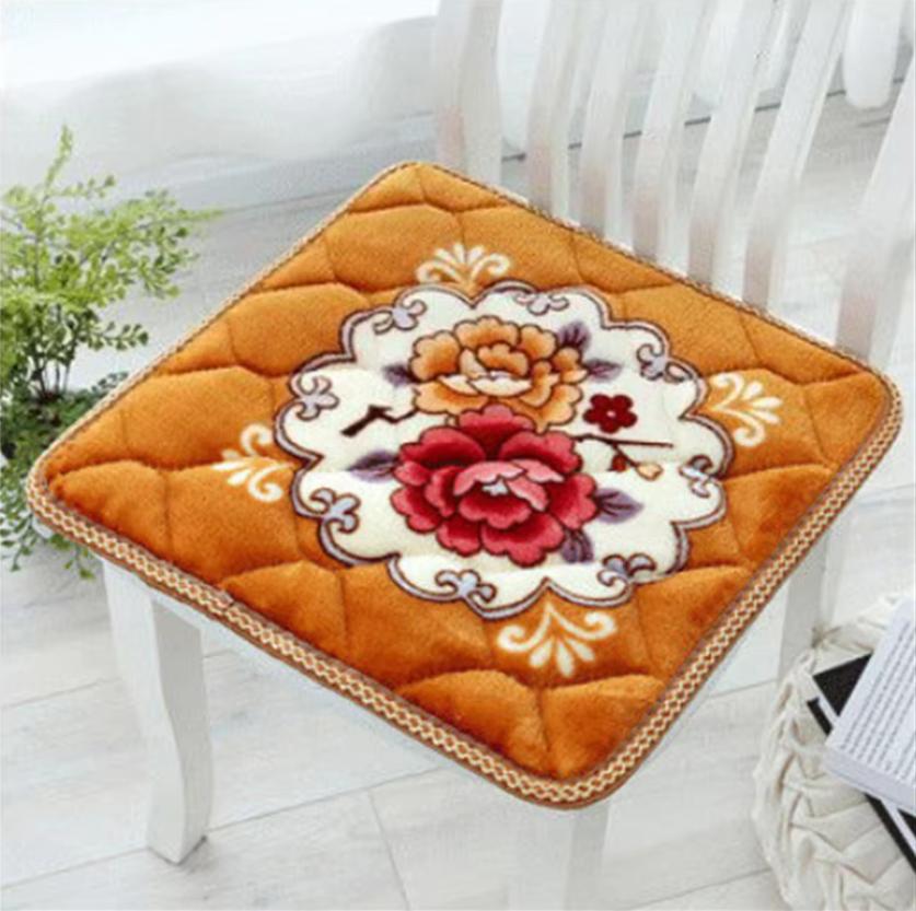 Floral Pattern Dining Chair Cushion Square Soft Office Computer Chair Seat Cushions Winter Car Seat Pad Non-slip Stool Cushions
