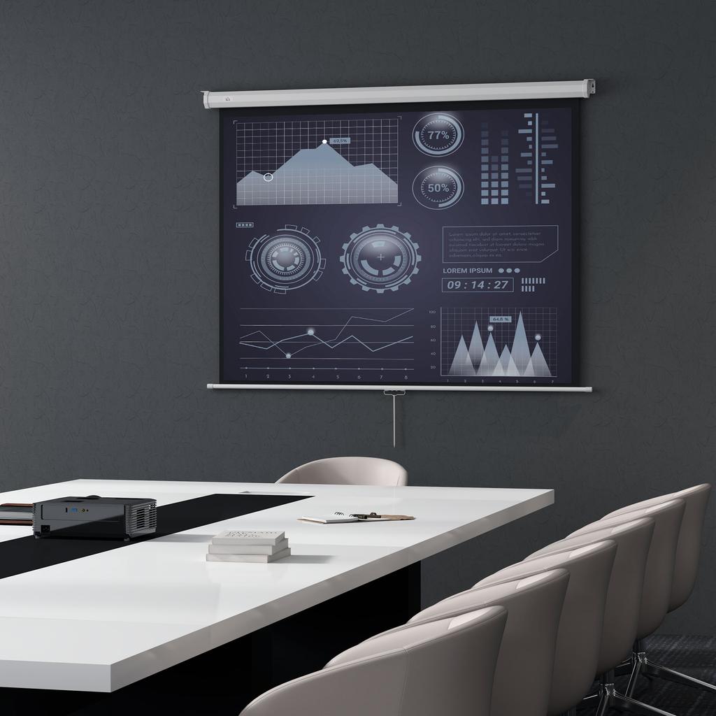 Projector Screen 171 X 128 Cm (84 Inch) 4:3 HD 4K Projection Screen Plastic, Metal Home Theater