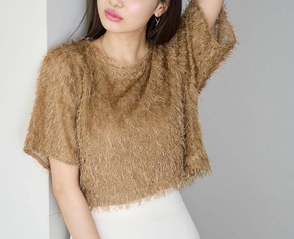 ROPE PICNIC Fringe Cut Camel Women's Top, (25)