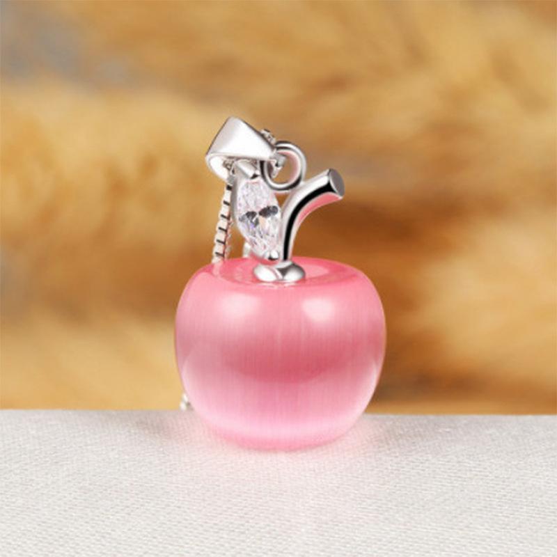 

S925 серебро маленькое яблоко кулон милое женское корейское рождественское ожерелье изысканный опал кулон украшения 925