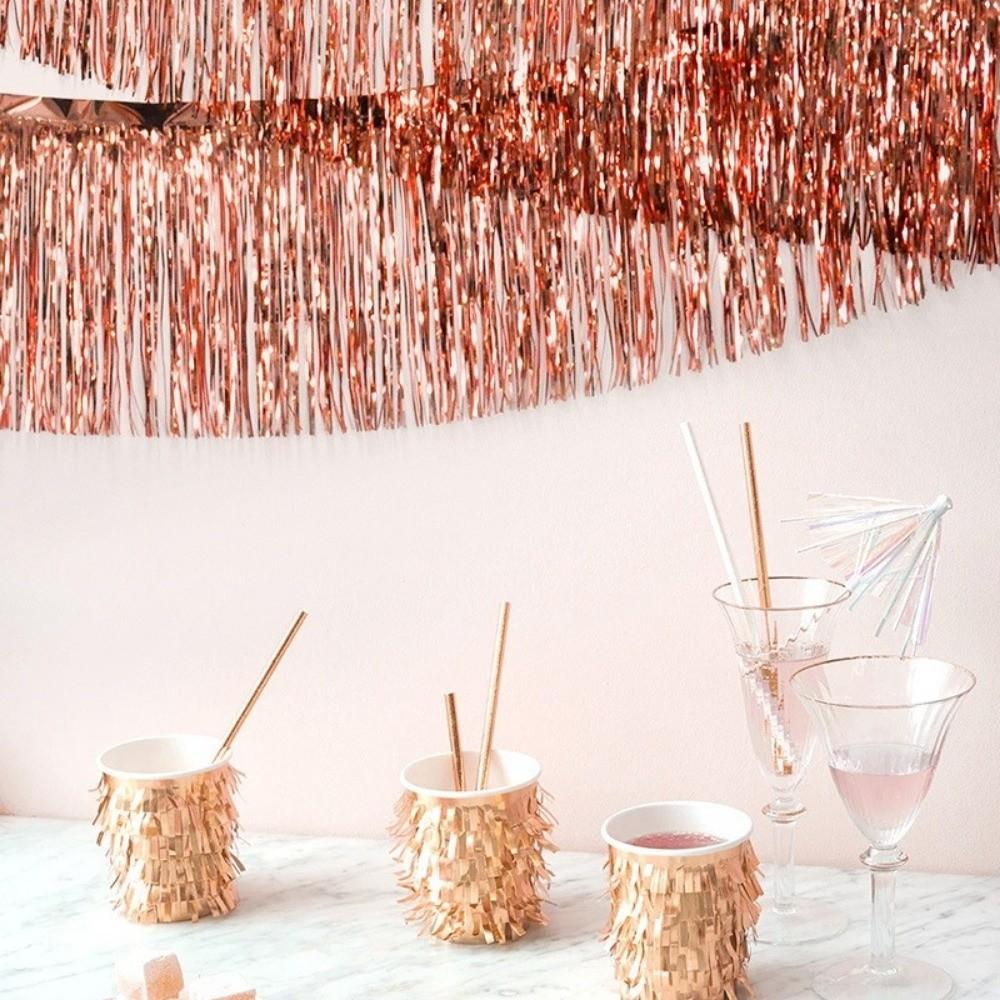 New 11*111cm Tassels Fringes Banner Shiny Haning Garland Curtain Metallic Foil Rain Silk Curtain For Wedding Birthday
