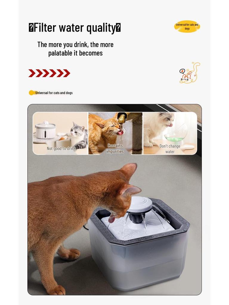 Smart Silent Pet Water Fountain for Cats & Small Dogs - Washable Automatic Dispenser