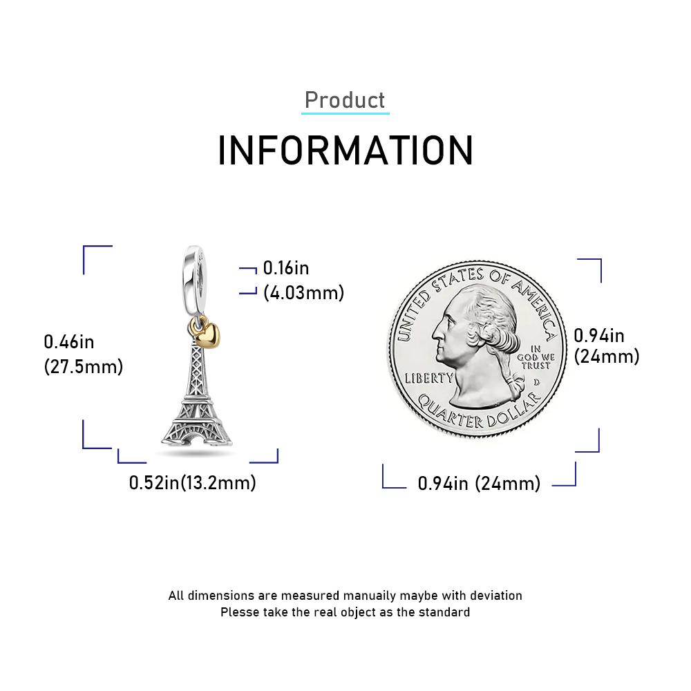 Pendant Charm Bead copper Parisian Iron Tower Pendant Compatible With Authentic Bracelets for Jewellery Making Valentines Day gift