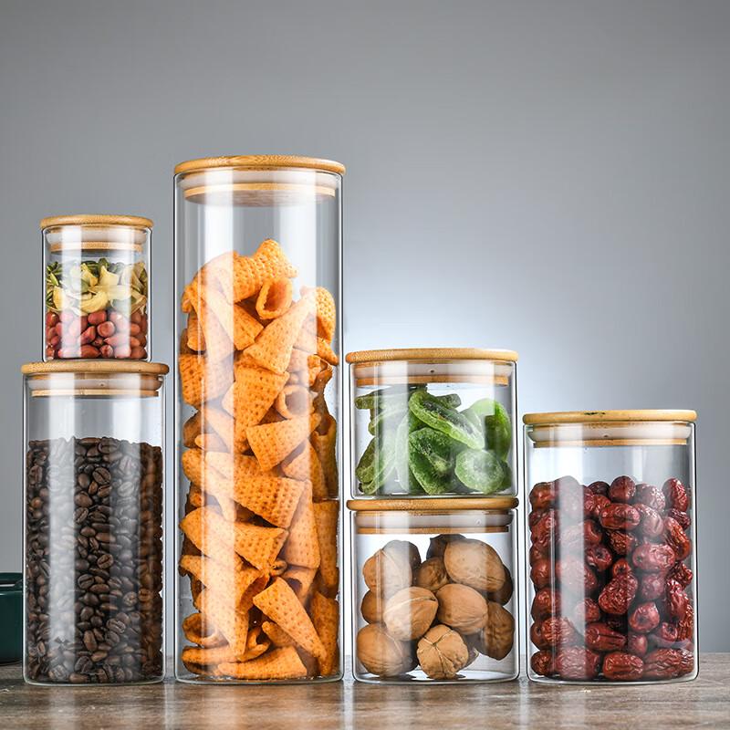 High Borosilicate Glass Food Storage Jar with Bamboo Lid