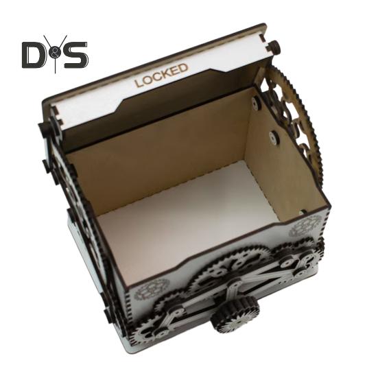 Cutie Mecanică din Lemn Cutie de Depozitare cu Roți Dințate Cutie de Bijuterii Interactivă pentru Inele Brățări Cadou pentru Pasionații de Mecanică