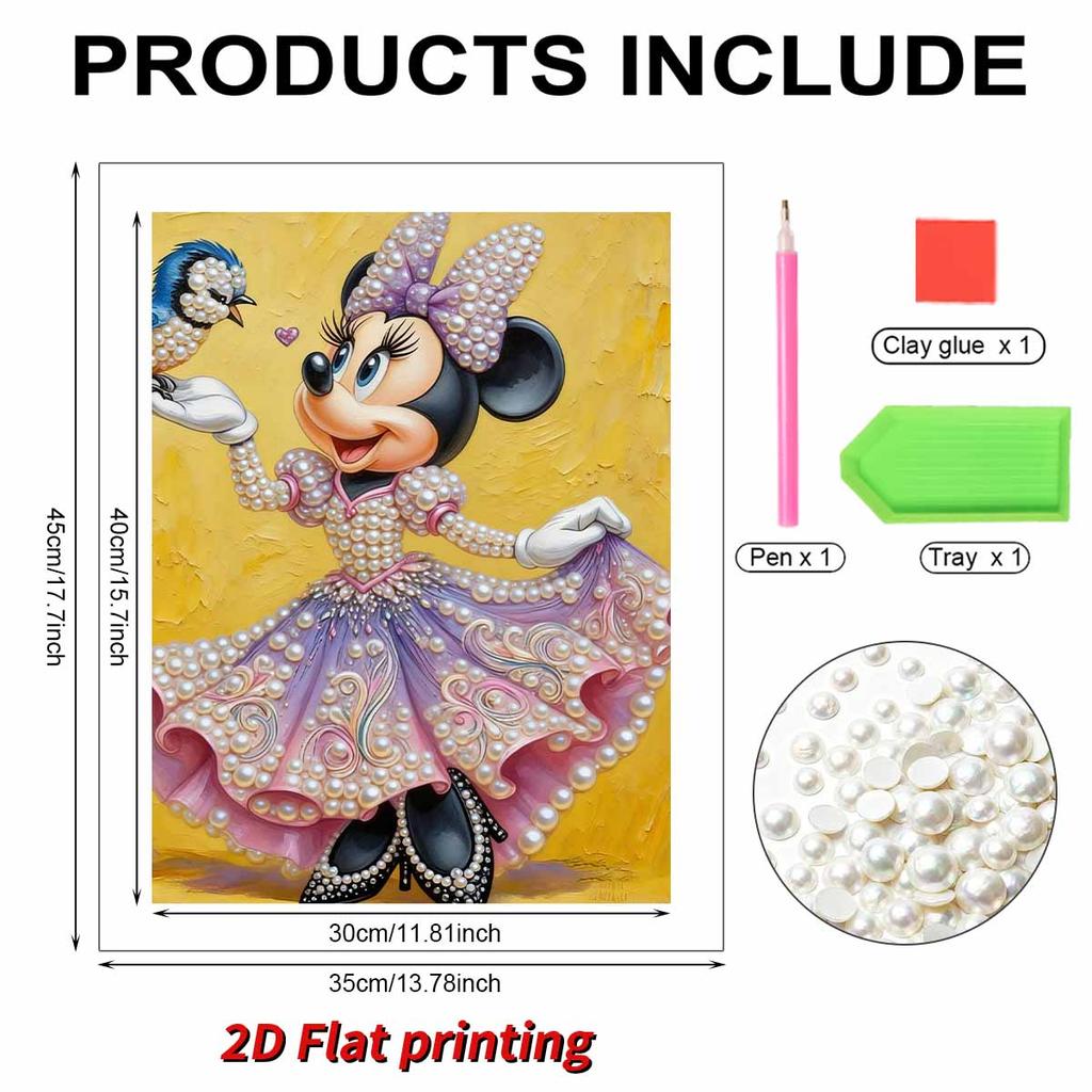 Disney Minnie Oil Painting Style Creative Pearl Painting Art 5D DIY Full Diamond Embroidery Mosaic Cross Stitch Kit Home Room Decoration