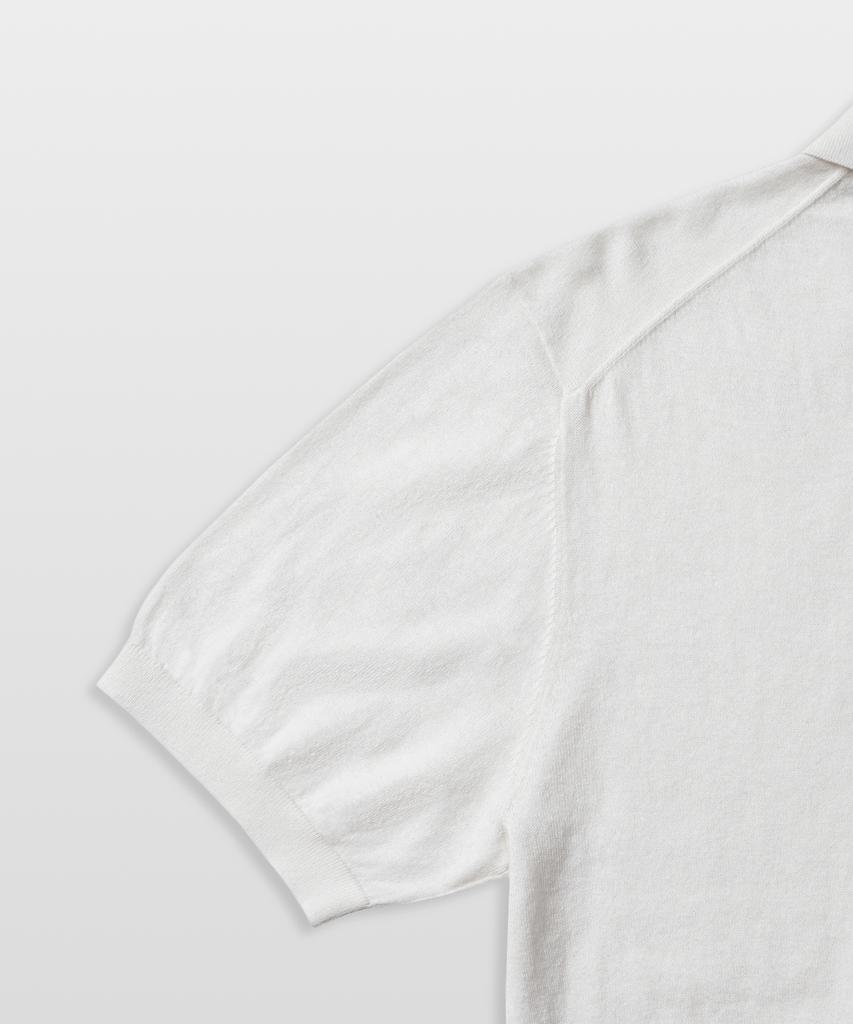 MANNERGRAM Nouvelle Fine Cashmere Cotton Polo Short Sleeve Knit Ivory