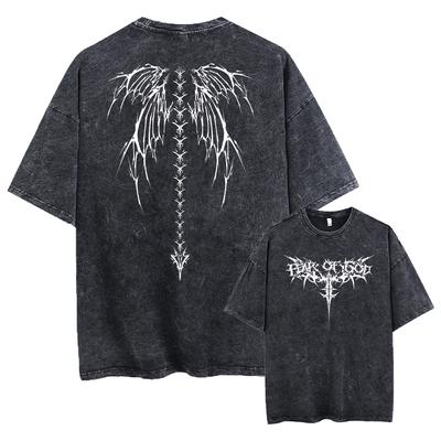 Übergroße bedruckte T-Shirts für Herren, Fitnessstudio, Vintage, schweres T-Shirt, Baumwolle, Workout, Acid Wash, Baggy-T-Shirts, Street Fashion, Tops, Unisex
