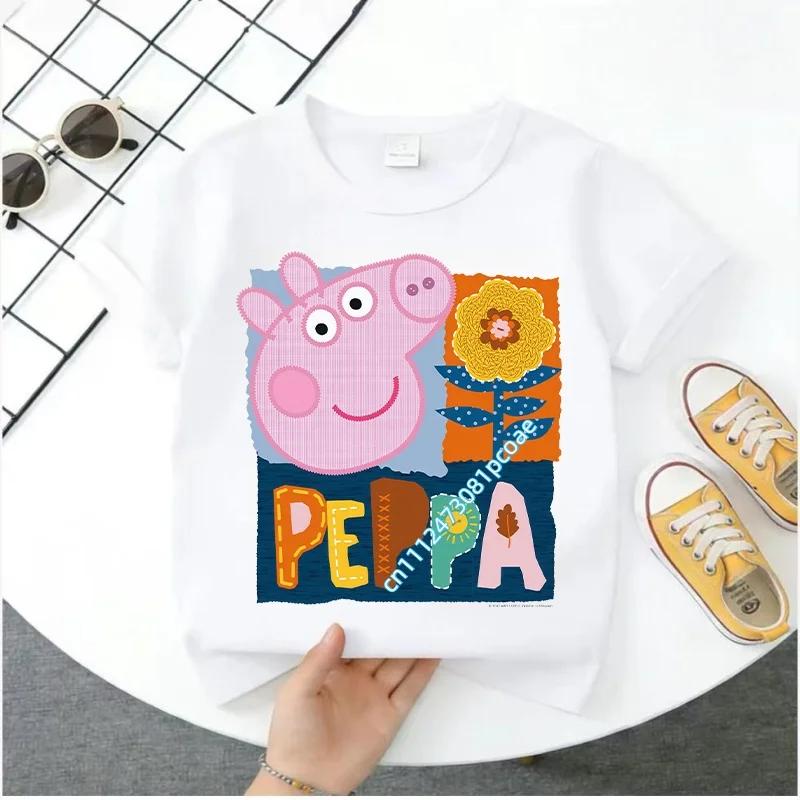 2026 Summer New Style T-shirt - Peppa Pig Kids' Pure Polyester Short-Sleeved Boys' Sportswear Girls' Casual Top with Cartoon Print